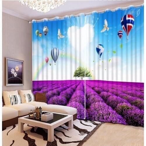 Fashion Customized 3D Curtain Lavender Rainbow Balloons Curtain Living Room Blackout Shade Window Curtains Bathroom 3D Curtain