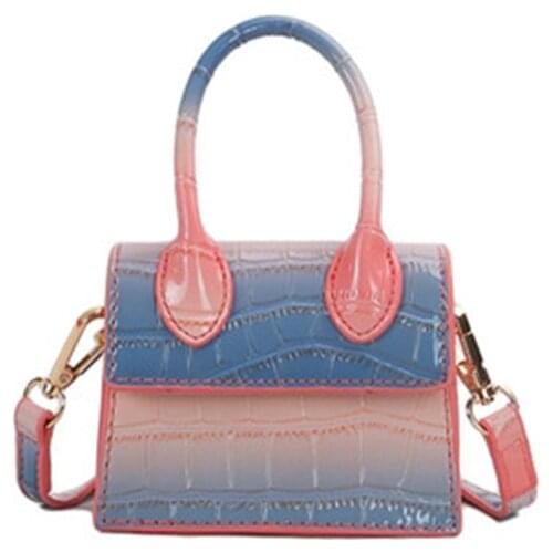 2021 new gradient color crocodile pattern messenger bag personality mini handbag Makeup coin purse shoulder female bag