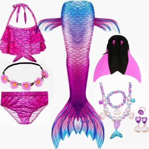 NEW Arrival Kids Girls Mermaid Tail Swimsuit with Fin for Kids Girls Holiday Dress Costume Bathing Suit Pearl Sets