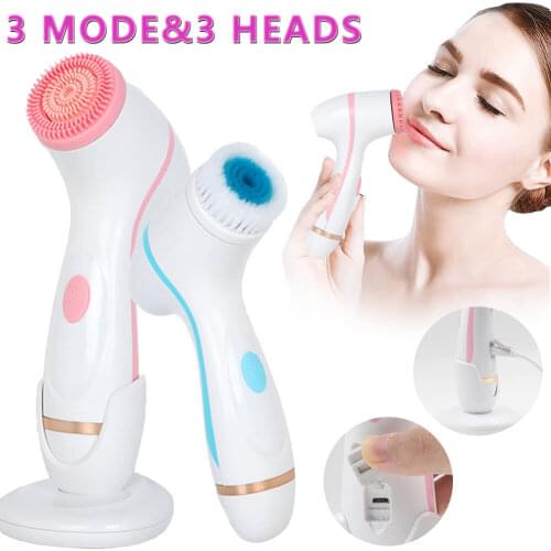 Cleansing Brush Face Spa Spin Clean Silicone Brush Set Facial Skin Care Deep Cleaning Remove Blackhead Machine Sonic Waterproof