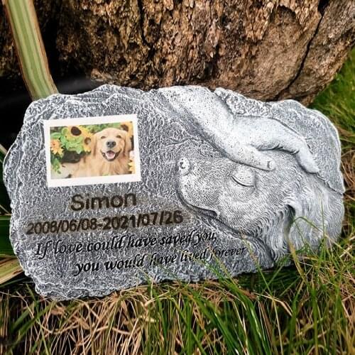 Pet Dogs Gravestone Memorial Tombstone Tomb Dog Cat Paw Print Animal Funeral Gravestome Can laser lettering
