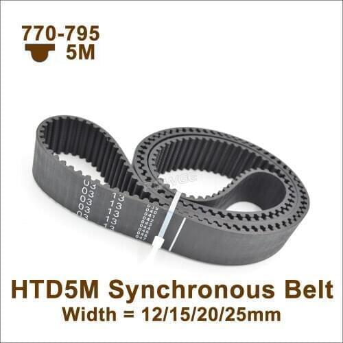 POWGE 770 775 780 785 790 795 5M Synchronous Belt W=15/20/25mm Teeth=154/155/156/157/158/159 HTD5M Closed-Loop Belt770-5M 790-5M