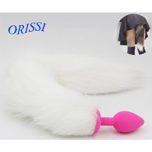 ORISSI Sexy Charming White Fox Cat Tail Anal Plug Prostate Massager Butt Plug Anal Sex Toy For Sex Adult Games