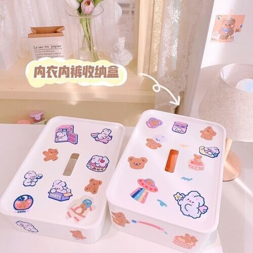 Cute cartoon Underwear Storage Organizer Box,Socks/Scarf/Grid Wardrobe Drawer Organizer Foldable Closet Fabric Home Container