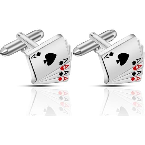 Modern Design 4A Poker Cufflinks Male French Shirt Cuff Links Fashion Cards Cuff Link For Mens Wedding Shirt Jewelry Gift
