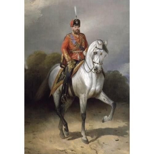 Special offer # 2020 HOME OFFICE art - Emperor of Russia Russian Tsar Alexander-III on horse print painting on canvas-free ship