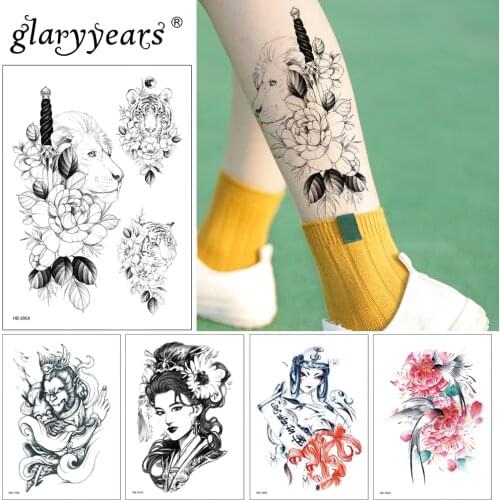 Glaryyears 1 Sheet HB-X Temporary Tattoo Sticker Hot Fake Beautiful Woman Flash Waterproof Fashion Small Body Art Men Women