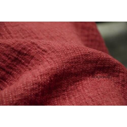High-quality simple plain hemp red double linen yarn-dyed fabric