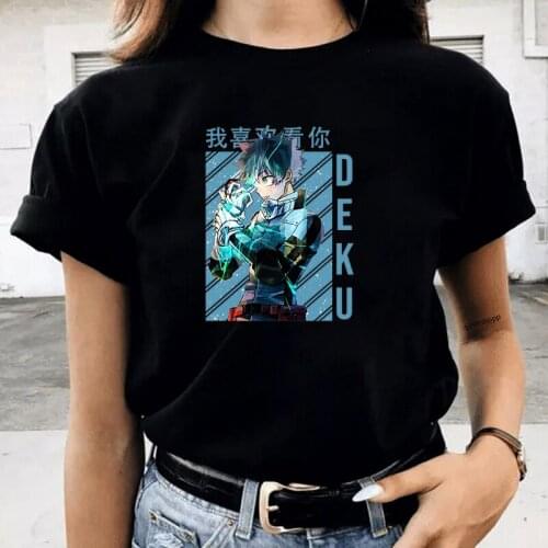 Japanese Anime My Hero Academia TShirt Deku Harajuku Vintage Short Sleeve Tee Shirts Graphic Kawaii Tshirt Cartoon Woman Tshirts