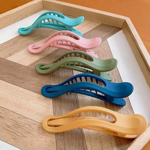 Candy Color Seamless Plastic Duckbill Clip Hair Claw for Women Girls Simple Large Hair Clip Face Wash Hairpin