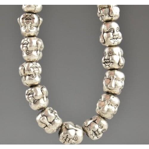 Elaborate Chinese Tibetan Silver Old Buddha Heaed Satatue Bracelet