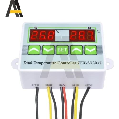 ZFX-ST3012 DC 12V/24V Temperature Controller Dual Thermostat Controller Temp Control Thermoregulator Control Module AC 110-220V