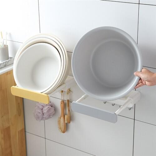 Yellow Foldable Wash Basin Hanging Rack Wash Basin Shelves Strong Suction No Trace Sucker Basin Frame Holder