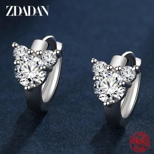 ZDADAN New Arrival 925 Sterling Silver Small Hoop Earrings For Women Charm Wedding Jewelry Gifts