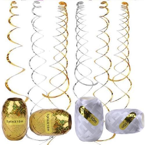 10meter/pc Balloons Ribbons Laser Ribbon Wedding Birthday Baby Shower Party Decoration DIY Accessories Wh