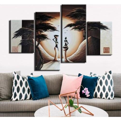 100%Hand Painted 4 Pcs Art Curtain Landscape Wall Sticker Oil Painting On Canvas Abstract Scenery Decorative Artwork