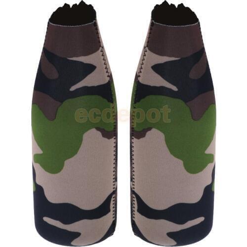 2 Sets Camouflage Beer Bottle Cooler Neoprene Sleeve Holder Gifts