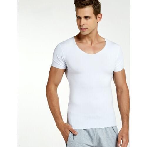2pcs/LOT Brand Men Modal Seamless T-shirt Bouncy Undershirt Sexy Bodybuilding Singlet Short Sleeve Tees Fitness Elastic TOPS