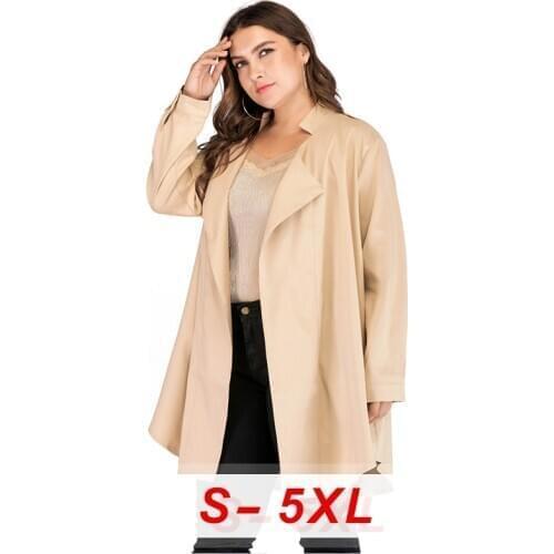 2021 Spring Autumn Lapel Cardigan Long Sleeved Womens Cardigan Plus Size Fashion Street Temperament Women Business Windbreaker