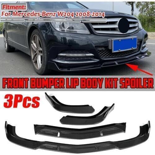3PCS W204 Bumper Lip Car Front Bumper Splitter Lip Spoiler Diffuser Protector Cover Trim For Mercedes For Benz W204 2008-2014
