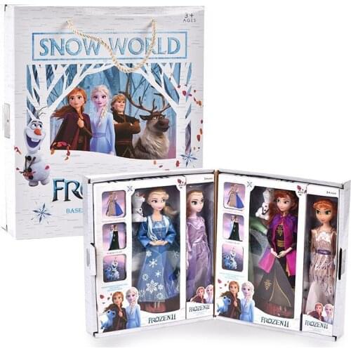 4pcs/set Disney Frozen Elsa Anna Dolls Sets Frozen Princess Doll Toys with Accessories Olfa Sets Girls Christmas Gift Box