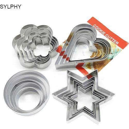 5pcs/set Pentagram Flower Round Love Biscuit Mold Stainless Steel Cake Mould Cookie Cutters DIY Kitchen Baking Tools Bakeware