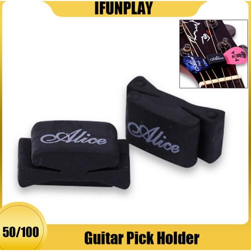 50pcs Alice Guitar Picks Holder Rubber Palhetas Plectrums Pick Case Fix on Headstock for Guitar Bass Ukelele Wholesale