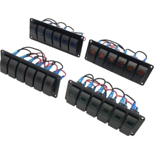 6 GANG Rocker Switch Panel Marine Boat Waterproof 12/24 V Circuit Breaker