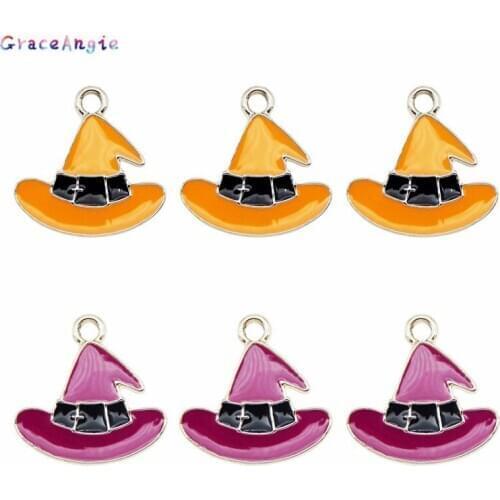 6pcs Enamel Alloy Hat Charms Cute jewelry Hyperbole Necklace DIY Women earrings Metal Bracelet Gift Keychain Handmade Gift Cute