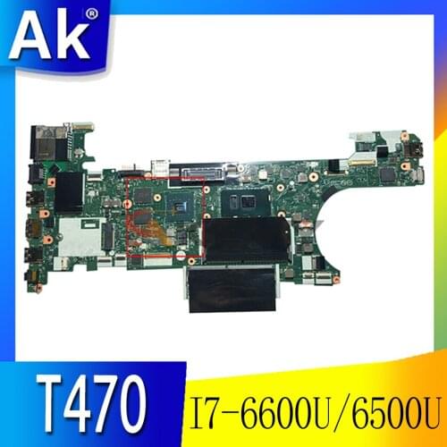 Akemy CT470 NM-A931 For Lenovo ThinkPad T470 Notebook Motherboard CPU I7 6600U 6500U GPU GT940M 2G DDR4 100% Test Work