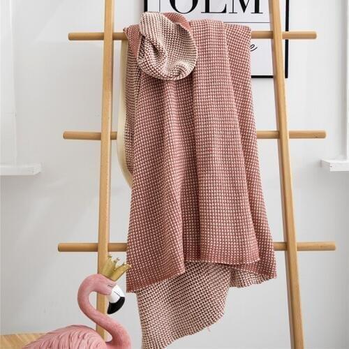 All-cotton Nordic wind Bamboo fiber knitted throw for sofa blanket air-conditioning napping towel bed tail plaid cover