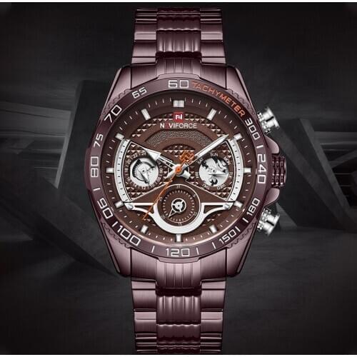 NAVIFORCE Mens Watches Top Brand Luxury Fashion Quartz Six Hands Watch Men Waterproof Stainless-Steel Clock Relogio Masculino