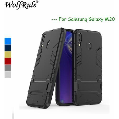 Case For Samsung Galaxy M20 Cover Soft Rubber + Plastic Kickstand Case For Samsung M20 Case Phone Shell For Galaxy M20 M205FD