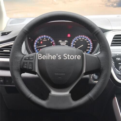 Car Steering Wheel Cover Hand-stitc​h on Wrap Cover Car interior decoration For Suzuki CELERIO S-CROSS SX4 2013 2014