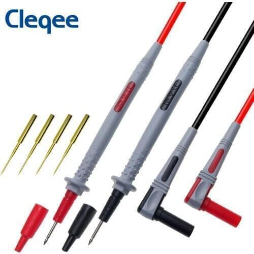 Cleqee P1505B 1000V/10A 150cm Universal Double Silicone wrap with Sharp Needle multimeter probe test lead for Digital Multimeter