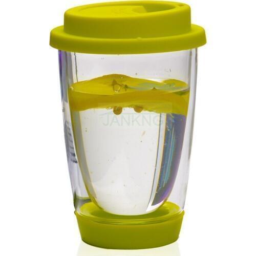 Colorful Heat-resistant Double Wall Glass Cup with Silicon Cover and Bottom Clean Coffee Tea Glass Mug Handmade Drinkware