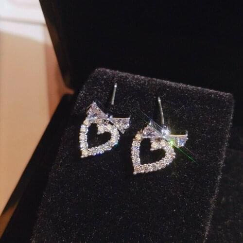 Classic Bow Tie AAAA Zircon Earrings Cute Heart-shaped Bow Tie Pearl Earrings Fashion Jewelry Female Accessories Earrings