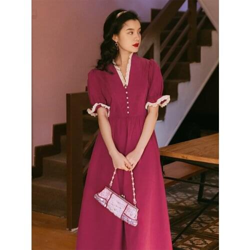 Restoring ancient ways to film the spot v-neck mei red dress on the above