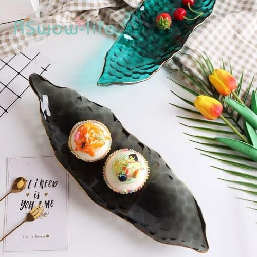 Creative Irregular Pea Phnom Penh Glass Plate Nordic Style Home Fruit Dessert Sushi Tray Dinner Plates Salad Plates Sushi Plate