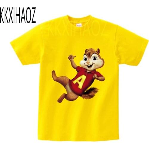 2021 Alvin and The Chipmunk Boys and Girls Summer Jacket t shirt Child Short Sleeved Clothes Baby Cartoon Cute O-Neck Tops