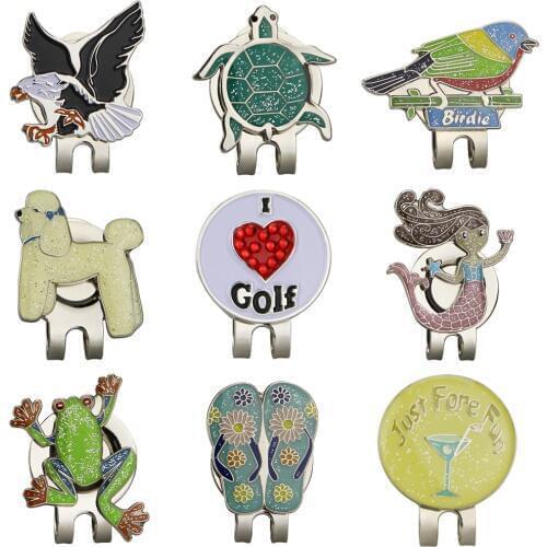 Lovely Golf Ball marker with magnet golf cap clips shining alloy mark love Tortoise Slipper Dog Mermaid Birdie Eagle 1pcs