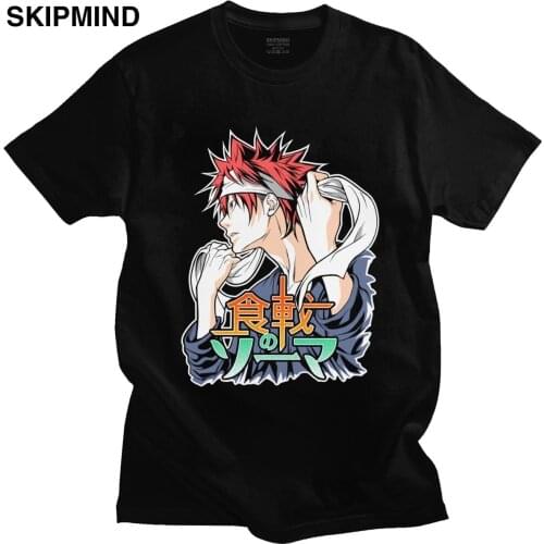 Fashion Mens Japan Manga Food Wars Tshirt Short Sleeve O-neck Cotton Anime T-shirt Summer Shokugeki no Soma Tee Shirt Fans Gift