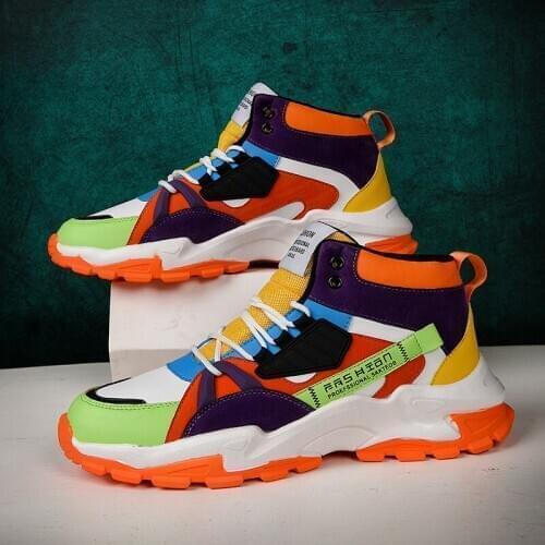 Men Casual Shoes High Shoes 2020 Man Fashion Sneakers Large Size Block Color Platform Shoes Trend 2020 Autumn Men Shoes