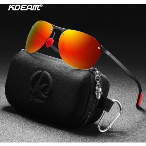 KDEAM Classic Unisex Fashion Man Polarized Sunglasses Brand Design Quality Mirror UV400 Flat Top Shades Cool Glasses With Box