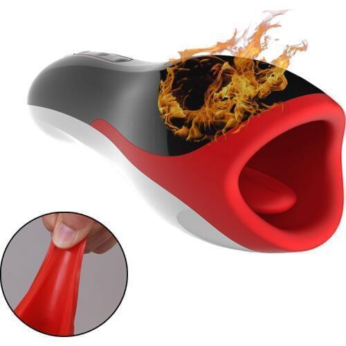 Electro Heating Male Automatic Masturbator Mouth Pussy Oral Licking Toys Masturbation Cup Vibrating Pussy Adult Sex Toys For Men