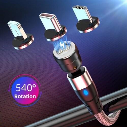 Newest 540 Magnetic Micro USB Cable Magnet Plug Type C Charge 3 In 1 Cord For IPhone Huawei Samsung Xiaomi Magnet Charge Wire