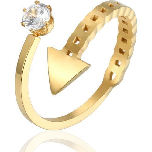 New Design Beautiful Crystal And Arrow Punk Ring For Women Stainless Steel High Quality Woman Gold Jewelry Anillo Gift
