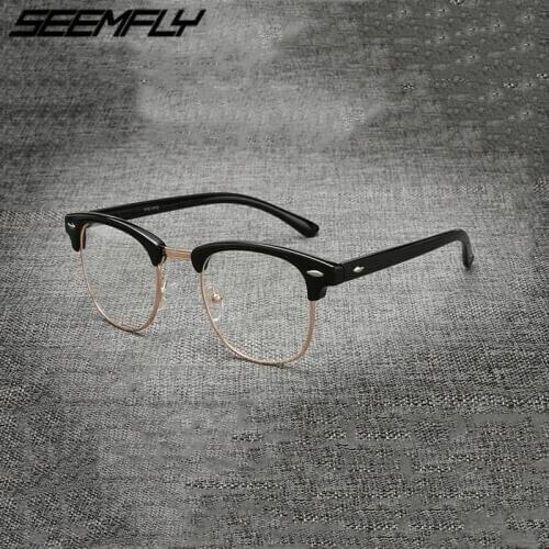 Seemfly Anti Blue Light Half Frame Reading Glasses Women Men Retro Presbyopic Eyeglasses Eyewear With Diopter +1.0 To +4.0 2020