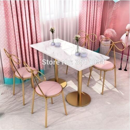 Princess bar chiar Bar stool Flannelette cushion backrest refreshing net red ins dessert restaurant economical Nordic chair