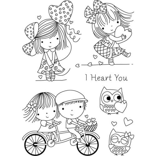 Girl and boy Transparent Clear Silicone Stamp/Seal for DIY scrapbooking/photo album Decorative clear stamp sheets A187